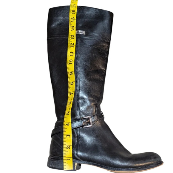 Coach Micha Riding Boot Black Leather Zip Buckle Size 8 Equestrian - Picture 7 of 11